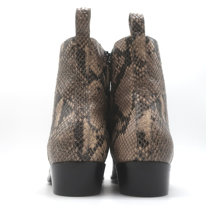 Balenciaga Snake-Embossed Ankle Boots Beige/Black Size 42 NEW