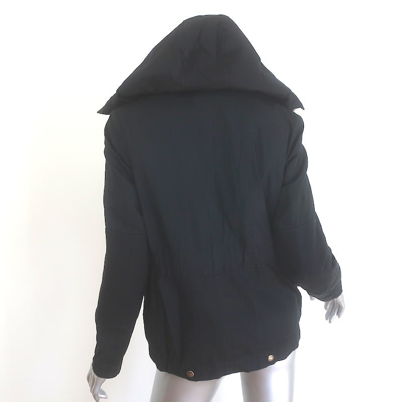 Louis Vuitton Coyote Fur-Trimmed Hooded Parka Jacket Black Cotton Size 34