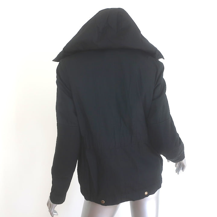 Louis Vuitton Coyote Fur-Trimmed Hooded Parka Jacket Black Cotton Size 34