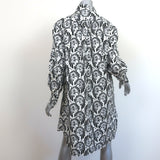 Prada Shirtdress White/Black Lace-Trim Printed Cotton Size 40 Long Sleeve Dress