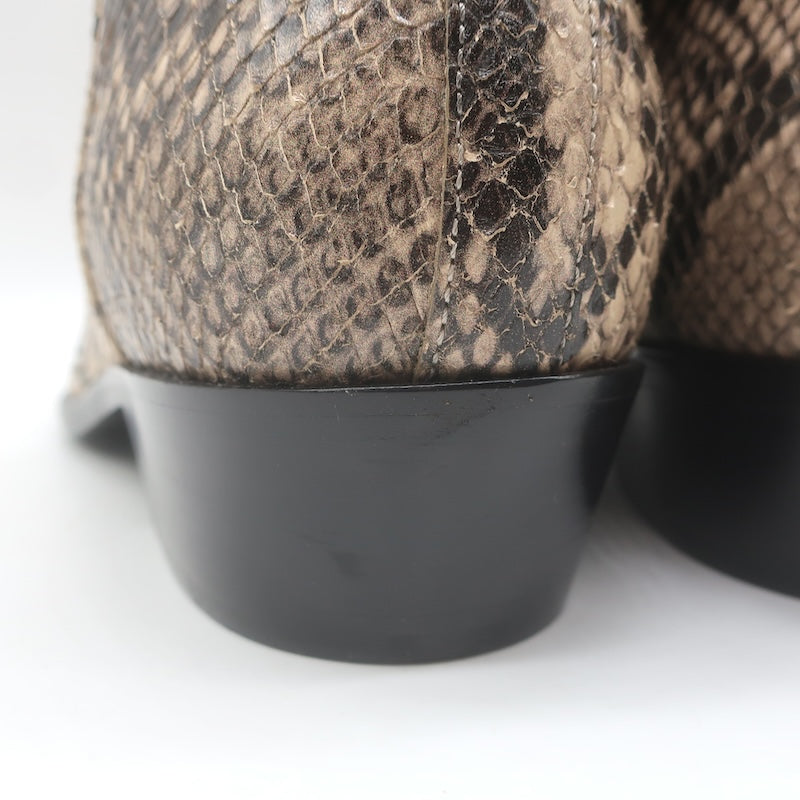 Balenciaga Snake-Embossed Ankle Boots Beige/Black Size 42 NEW
