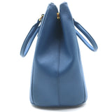 Prada Galleria Double Zip Medium Tote Blue Saffiano Lux Leather Crossbody Bag