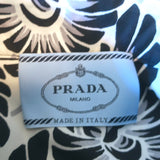 Prada Shirtdress White/Black Lace-Trim Printed Cotton Size 40 Long Sleeve Dress