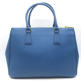 Prada Galleria Double Zip Medium Tote Blue Saffiano Lux Leather Crossbody Bag