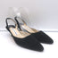 Manolo Blahnik Carolyne Kitten Heel Slingback Pumps Black Suede Size 37.5