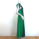 La Ligne Charlotte Tie-Strap Bicolor Colorblock Dress Green Satin Size Small