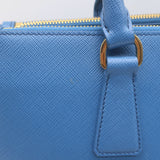Prada Galleria Double Zip Medium Tote Blue Saffiano Lux Leather Crossbody Bag
