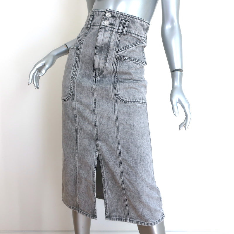 Isabel Marant Toria Denim Midi Skirt Gray Size 34