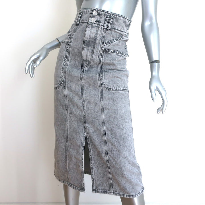 Isabel Marant Toria Denim Midi Skirt Gray Size 34