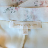 LoveShackFancy Tiered Midi Skirt Alex Ivory Floral Print Silk Size Extra Small