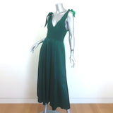 La Ligne Charlotte Tie-Strap Bicolor Colorblock Dress Green Satin Size Small