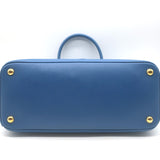 Prada Galleria Double Zip Medium Tote Blue Saffiano Lux Leather Crossbody Bag