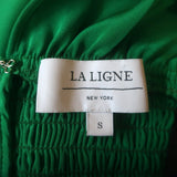 La Ligne Charlotte Tie-Strap Bicolor Colorblock Dress Green Satin Size Small