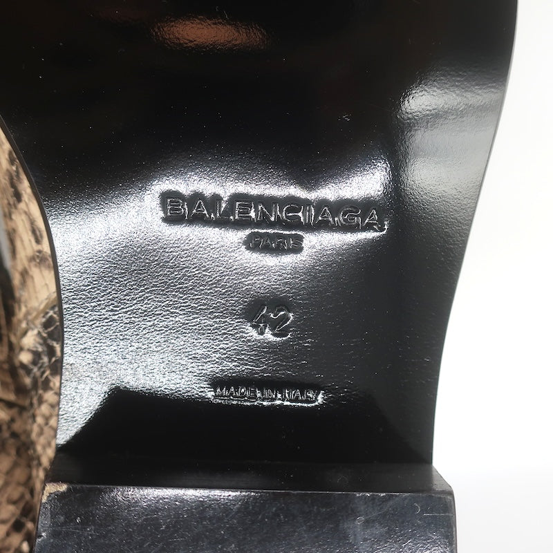 Balenciaga Snake-Embossed Ankle Boots Beige/Black Size 42 NEW
