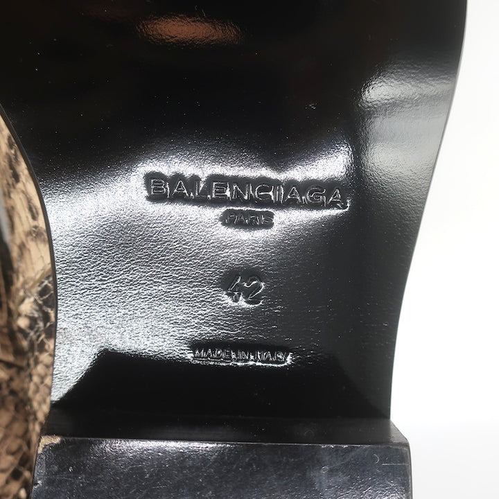 Balenciaga Snake-Embossed Ankle Boots Beige/Black Size 42 NEW