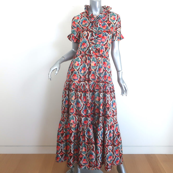 La DoubleJ Long &amp; Sassy maxi dress, Matisse-print silk twill multicolor, pre-owned (gently worn)