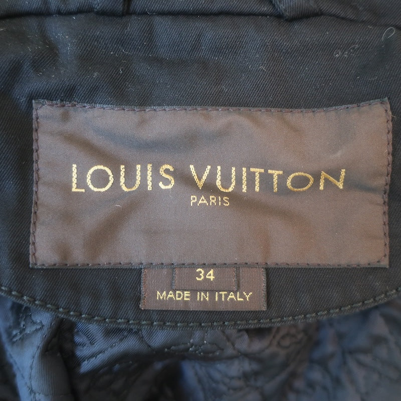 Louis Vuitton Coyote Fur-Trimmed Hooded Parka Jacket Black Cotton Size 34