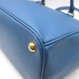 Prada Galleria Double Zip Medium Tote Blue Saffiano Lux Leather Crossbody Bag