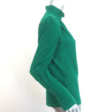 Isabel Marant Lamia Ruffle Neck Shirt Green Silk Size 34 Long Sleeve Blouse