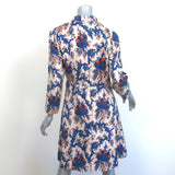 Sandro High Neck Mini Dress Utopique Multicolor Printed Silk Twill Size 40