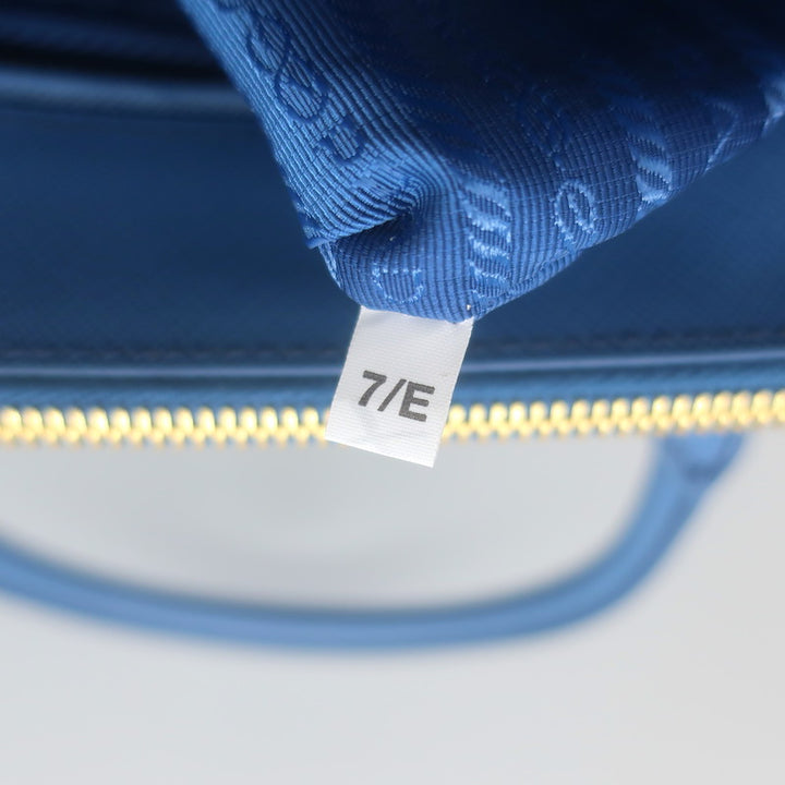 Prada Galleria Double Zip Medium Tote Blue Saffiano Lux Leather Crossbody Bag