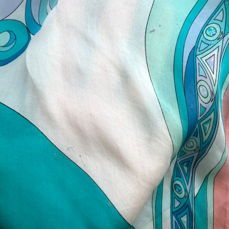 Emilio Pucci Cold-Shoulder Printed Silk Chiffon Kaftan Blue/Aqua One Size