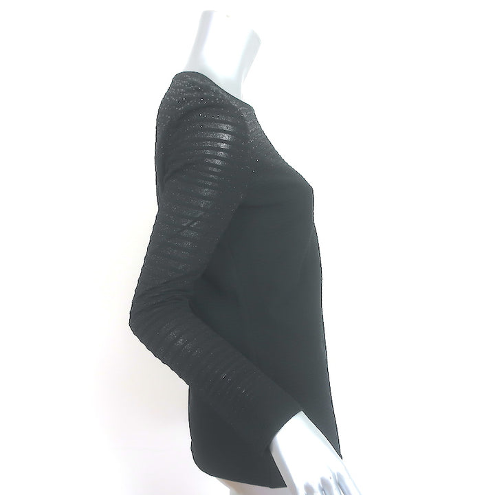 St. John Crystal-Embellished Long Sleeve Top Black Degrade Knit Size Small NEW
