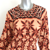 Ulla Johnson Estella long-sleeve midi dress in warm orange Andromeda jersey, authentic pre-owned designer piece