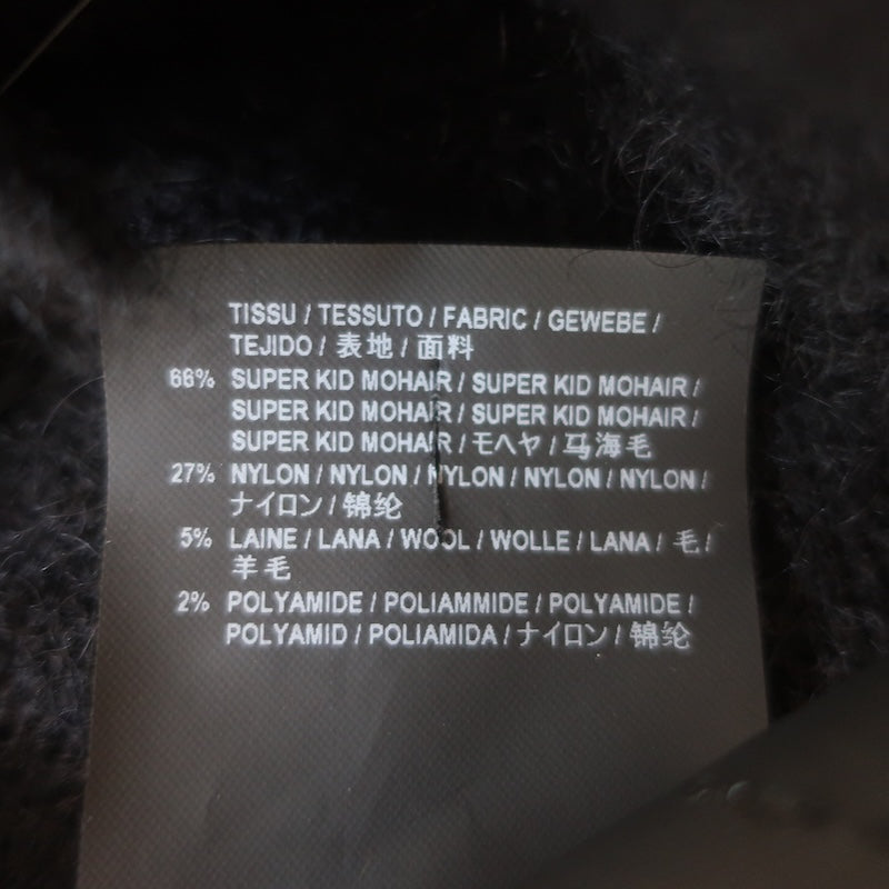 Saint Laurent Crystal Star Fuzzy Knit Cardigan Black Mohair Size Extra Small