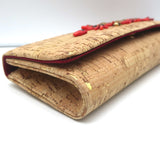 Oscar de la Renta Beaded Metallic Cork Clutch Chain Strap Small Shoulder Bag