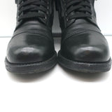 Chanel CC Quilted Combat Boots Black Leather Size 37.5