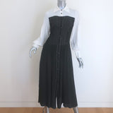 Lovebirds Zen Pleated Midi Shirtdress Black/Cream Silk Size Extra Small NEW