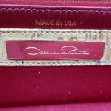 Oscar de la Renta Beaded Metallic Cork Clutch Chain Strap Small Shoulder Bag