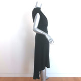 Ann Demeulemeester belted asymmetric midi dress in black jersey, pre-owned authentic luxury