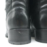Chanel CC Quilted Combat Boots Black Leather Size 37.5