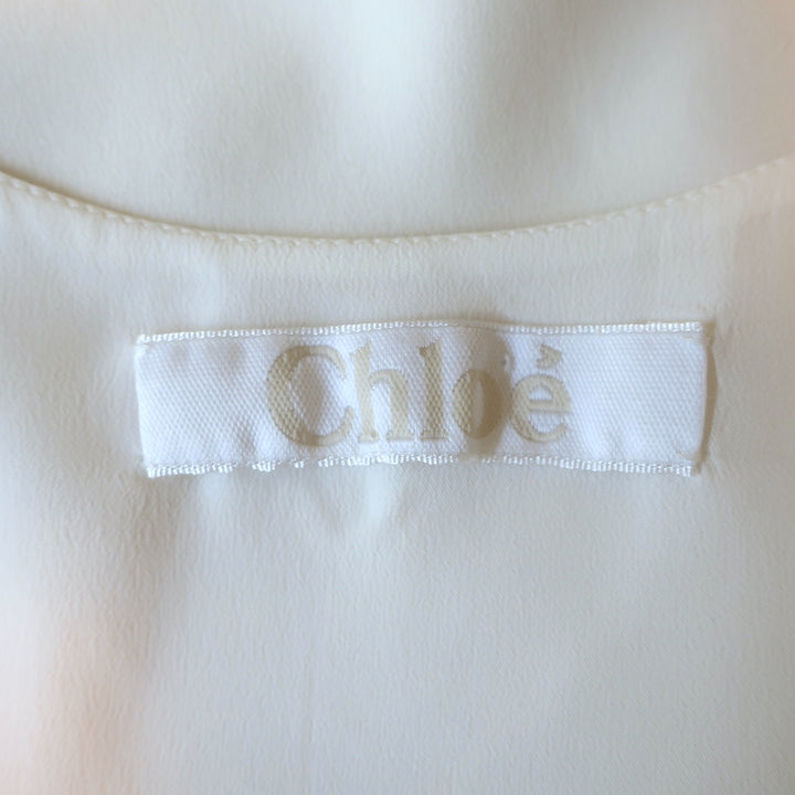 Chloe Scoop Neck Tank Top Milk Silk Crepe Size 38
