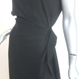 Ann Demeulemeester belted asymmetric midi dress in black jersey — authentic pre-owned luxury, EU 34.