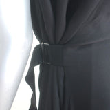 Ann Demeulemeester belted asymmetric midi dress in black jersey, authentic pre-owned luxury
