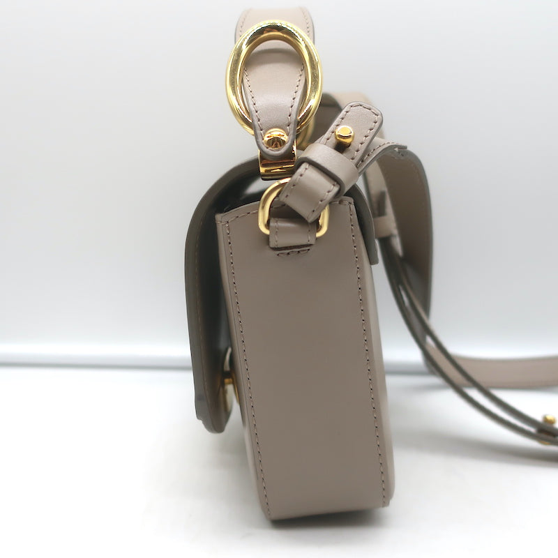 Chloe Mini C Crossbody Bag Taupe Leather &amp; Suede NEW