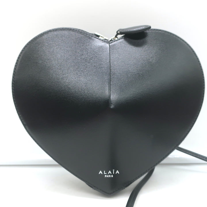 Alaia Le Coeur Small Heart Crossbody Bag Black Leather NEW