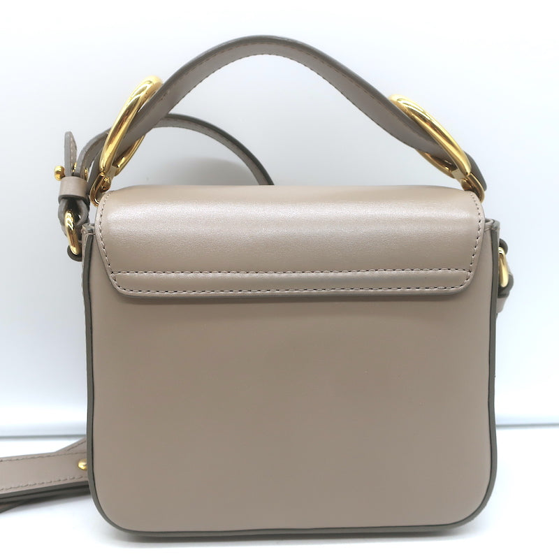 Chloe Mini C Crossbody Bag Taupe Leather &amp; Suede NEW