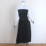 Lovebirds Zen Pleated Midi Shirtdress Black/Cream Silk Size Extra Small NEW