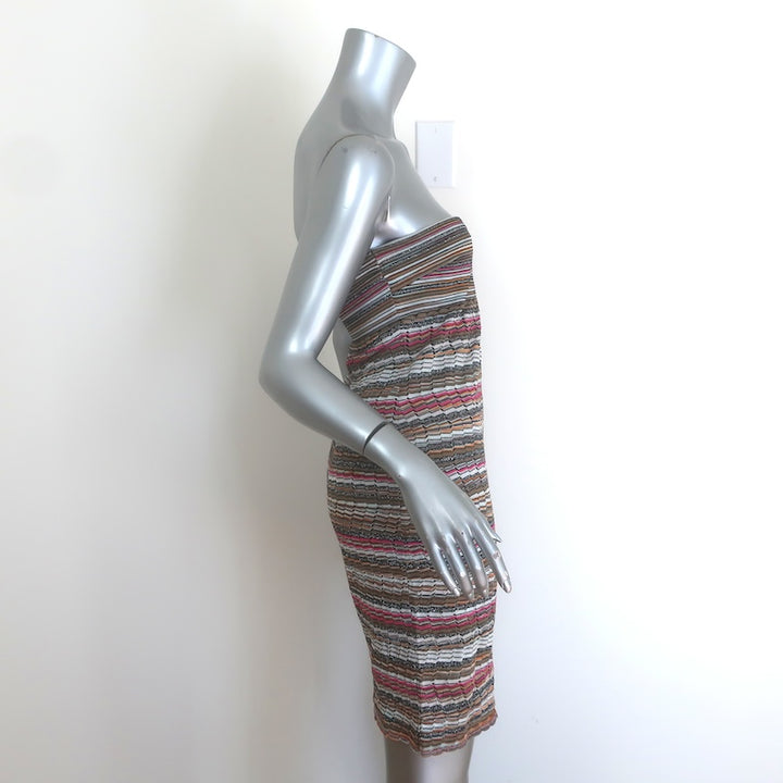 M Missoni Strapless Mini Dress Multicolor Metallic Striped Knit Size 42 US 6