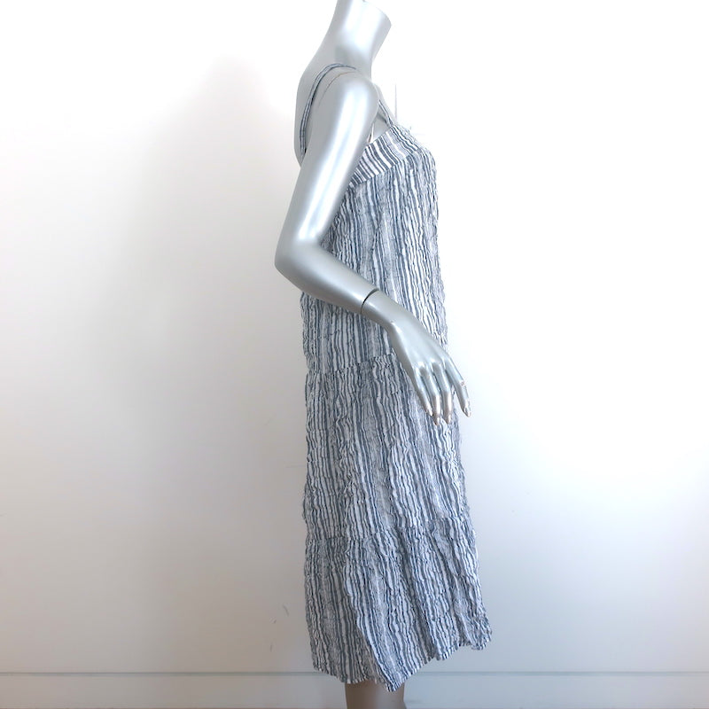 Jenni Kayne Striped Summer Dress Chambray &amp; White Cotton-Blend Size Extra Small