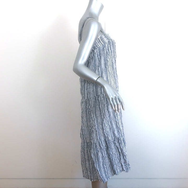 Jenni Kayne Striped Summer Dress Chambray &amp; White Cotton-Blend Size Extra Small