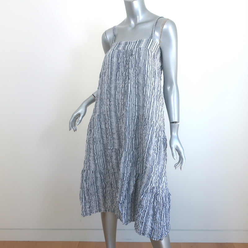 Jenni Kayne Striped Summer Dress Chambray &amp; White Cotton-Blend Size Extra Small
