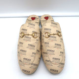 Gucci Princetown Mules Ivory Invite Stamp Print Leather Size 37.5 Flat Loafers