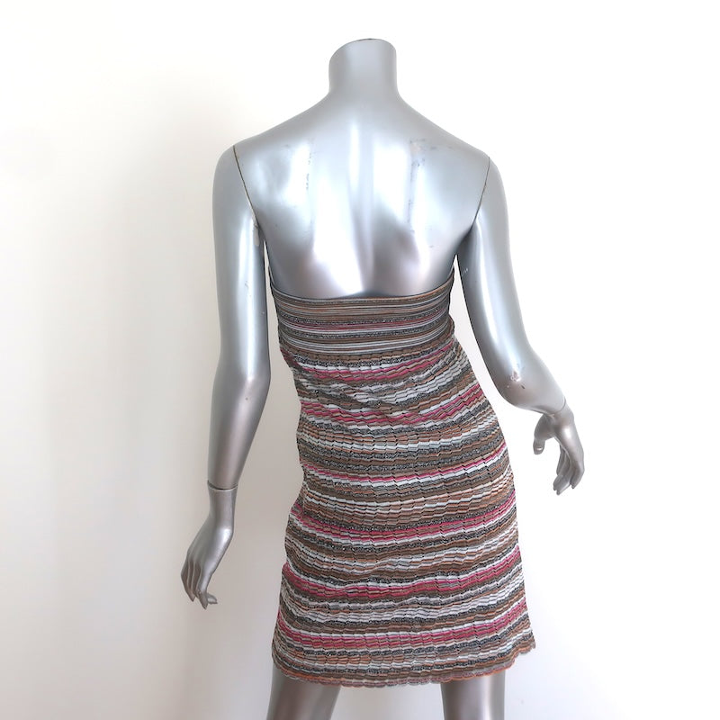 M Missoni Strapless Mini Dress Multicolor Metallic Striped Knit Size 42 US 6