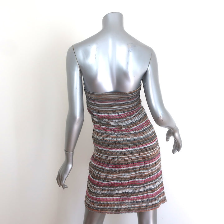 M Missoni Strapless Mini Dress Multicolor Metallic Striped Knit Size 42 US 6
