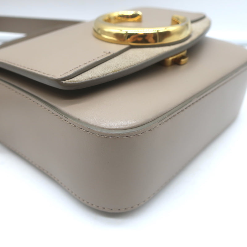 Chloe Mini C Crossbody Bag Taupe Leather &amp; Suede NEW